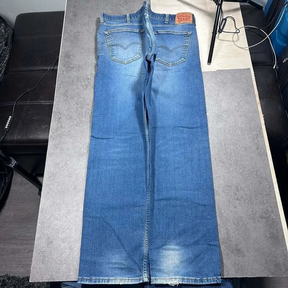 Levi's 505 Straight Leg Distressed Blue Denim Jeans